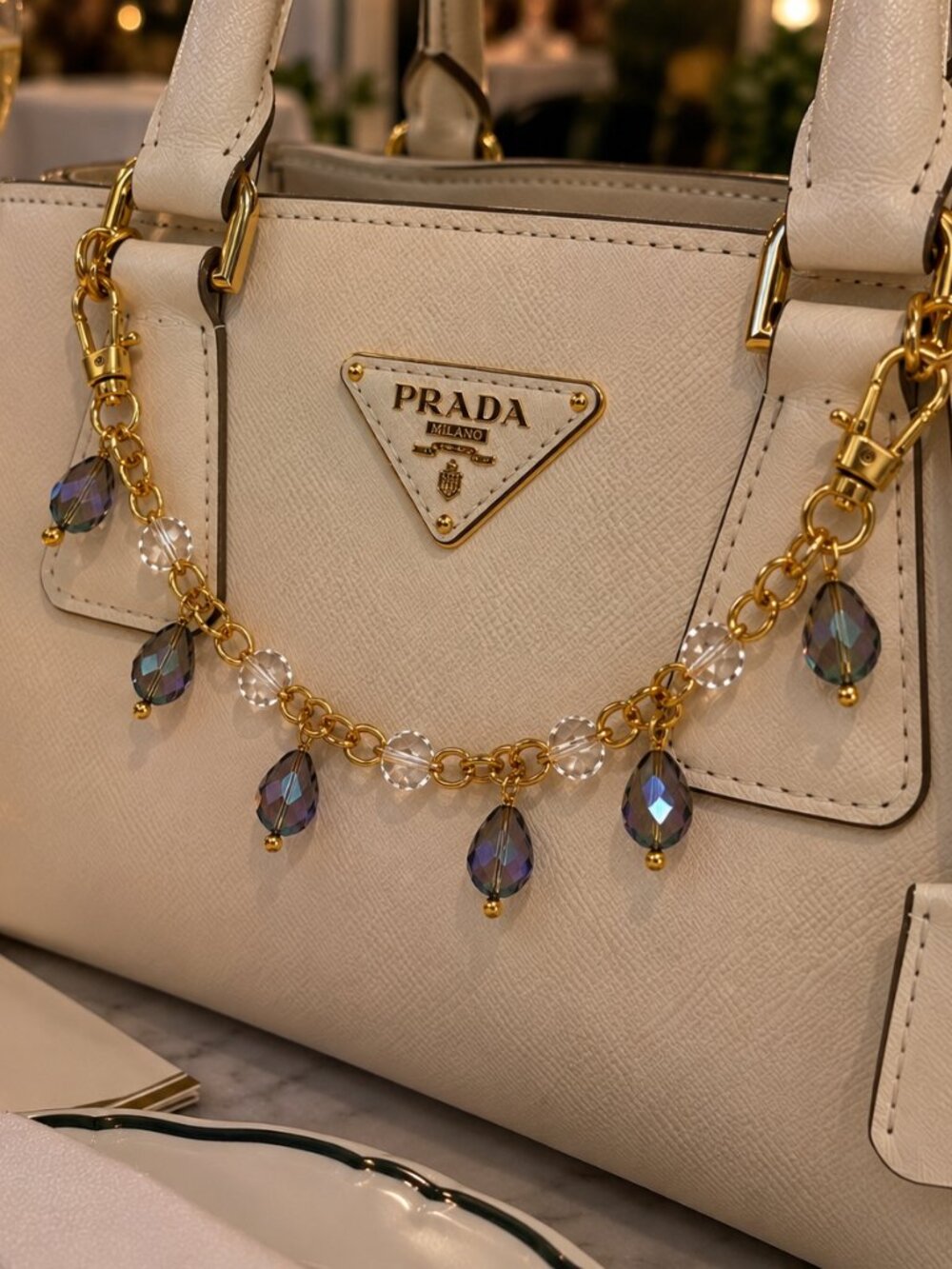 Gold Crystal Bag Charm